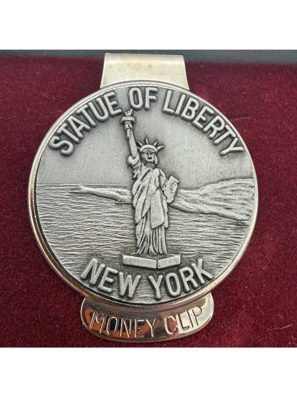 Vintage Statue Of Liberty New York Pewter Money Clip Boxed Travel Souvenir Gift